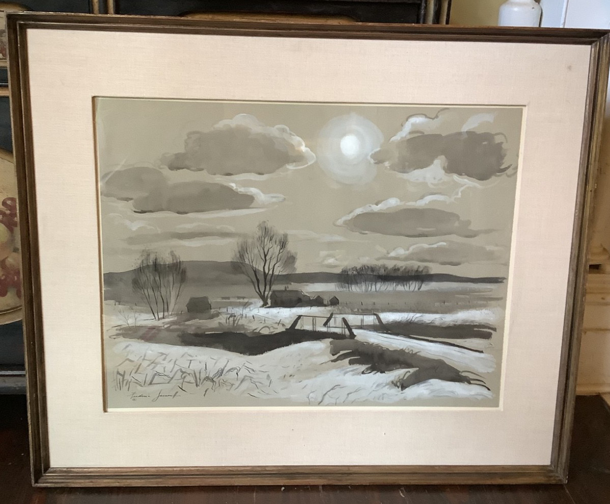 Original FREDERIC JAMES Large Watercolor on Paper, Signed