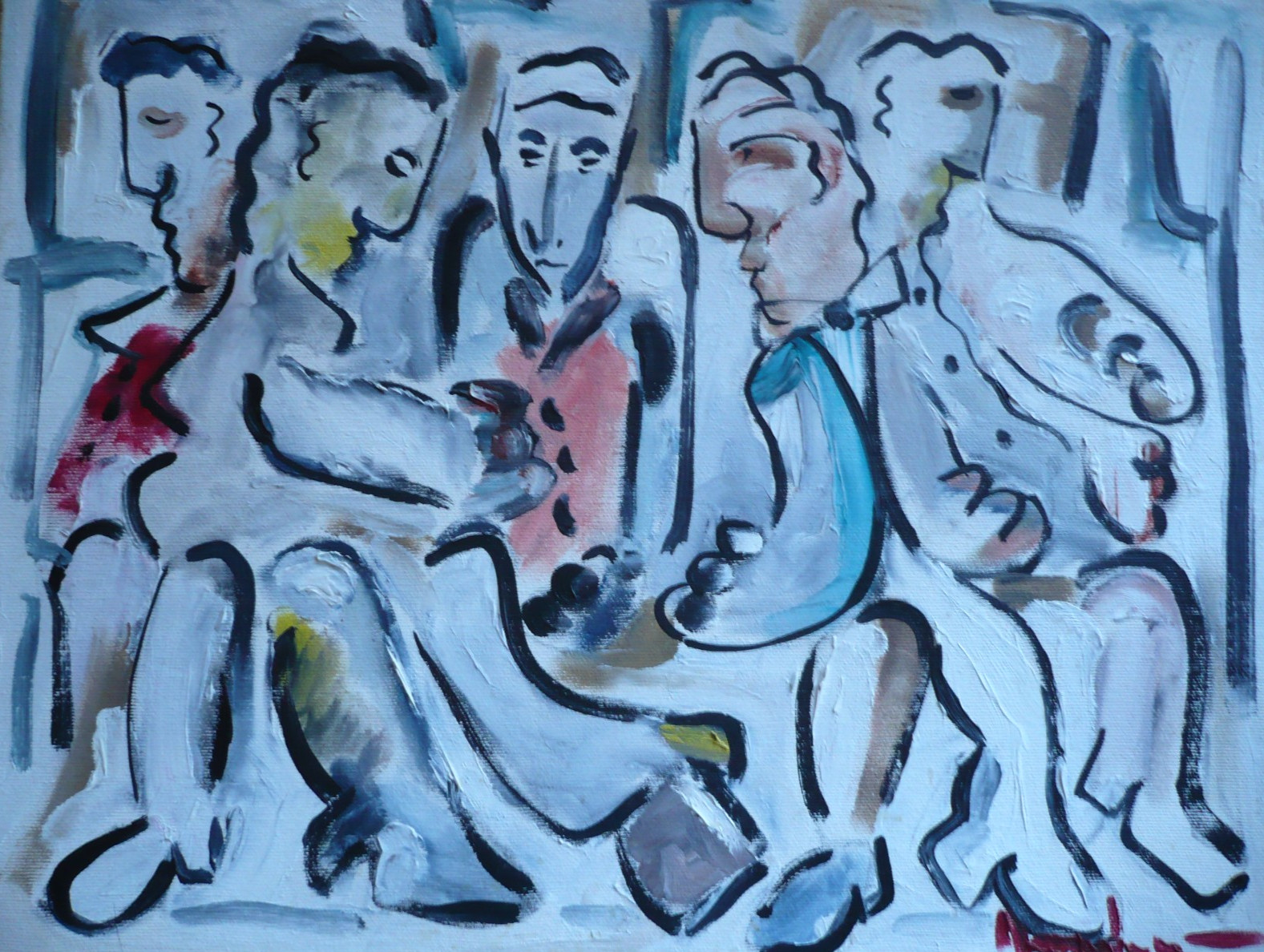 SIGNED, SEMI ABSTRACT ABSTRACTION FIGURES French IMPRESSIONIST IMPRESSIONISM OIL
