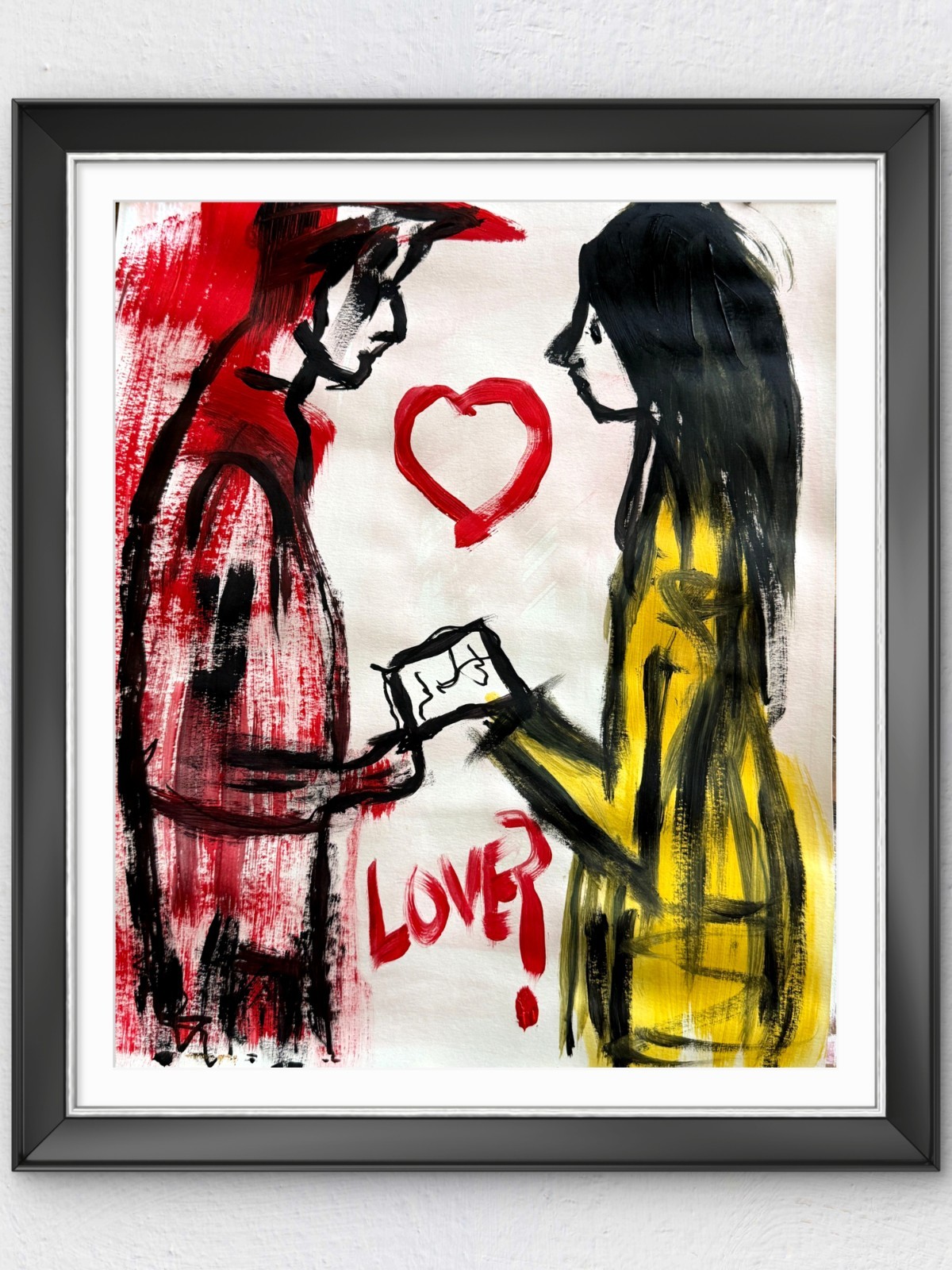 Original 11×14 Expressionist Hand Painted Signed Acrylic Paper Art H.S. Love Not