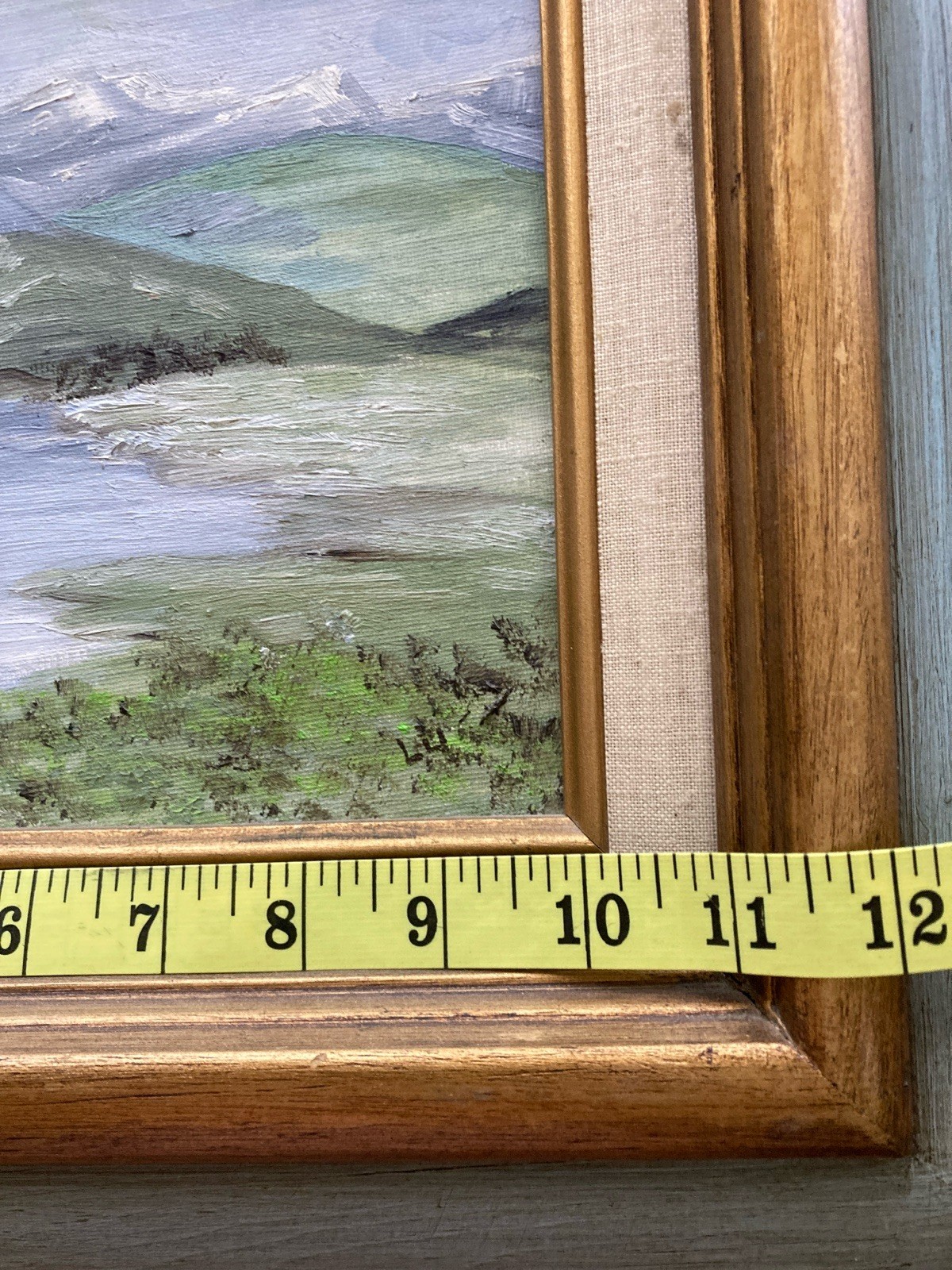 Vintage Estate Sale Find Signed Oil Painting Snow Mountains Landscape 1984 Frame