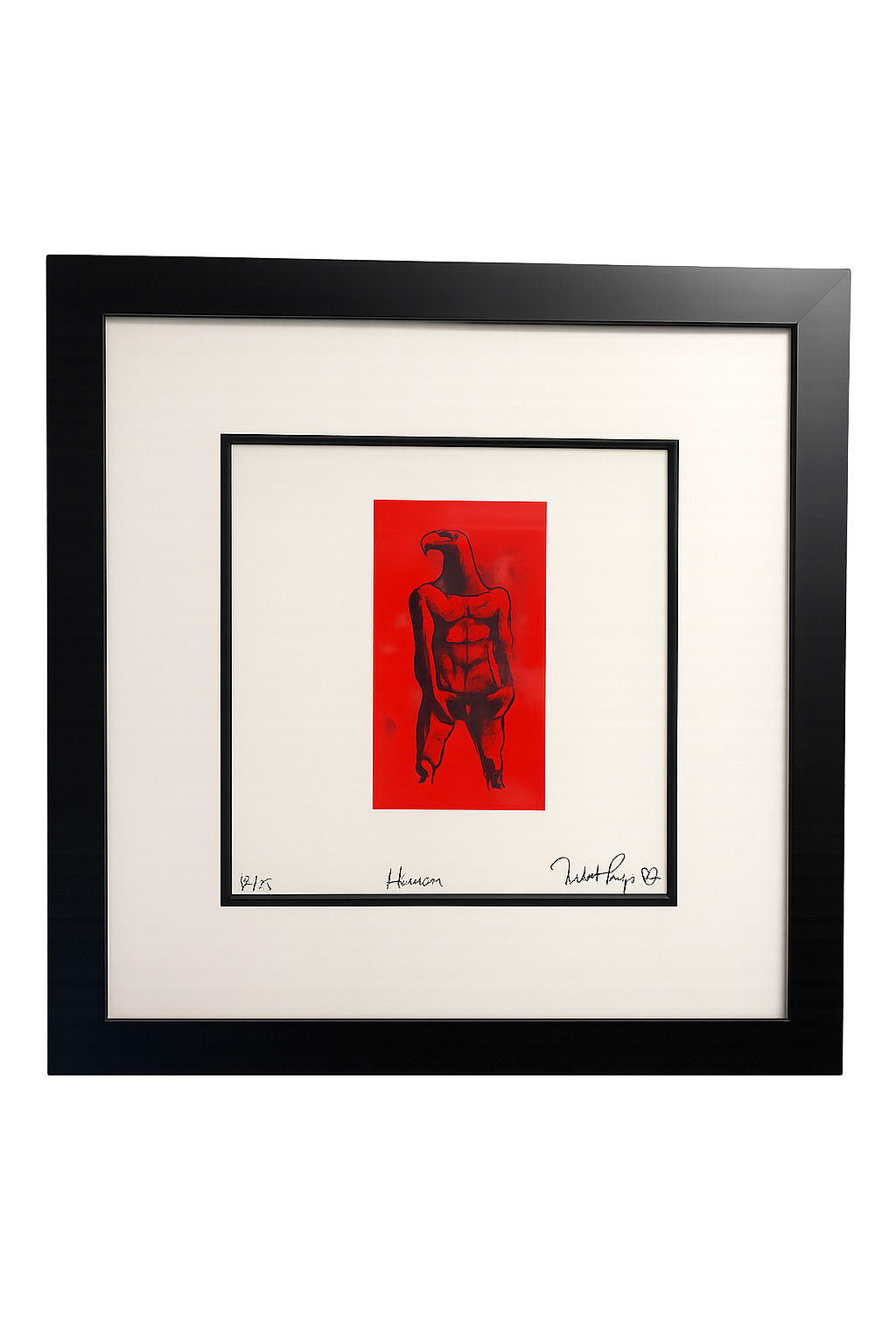 Longo Signed Red Figurative Art Print Framed Modern Contemporary Wall Decor
