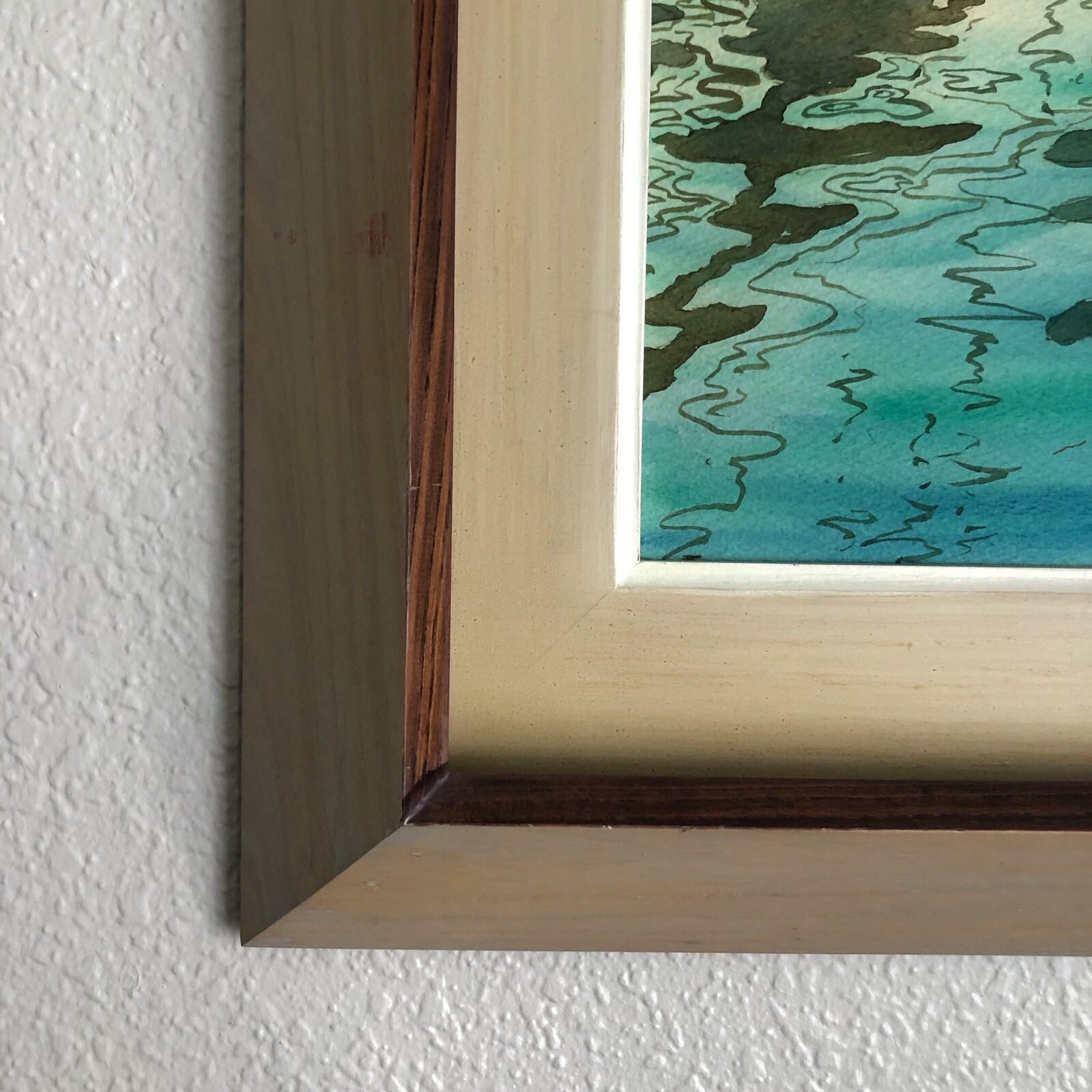 Schneider Signed Custom Framed Art Watercolor Docked Sailboats Ripple in Water