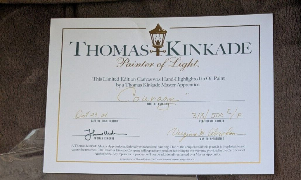 Thomas Kinkade ~ Courage 36 X 24 E/P 318/500 ~ Oil on Canvas Limited Edition