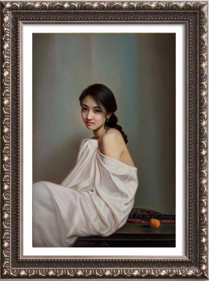 Handmade Original Oil painting art female chinese girl on Canvas 24″x36″