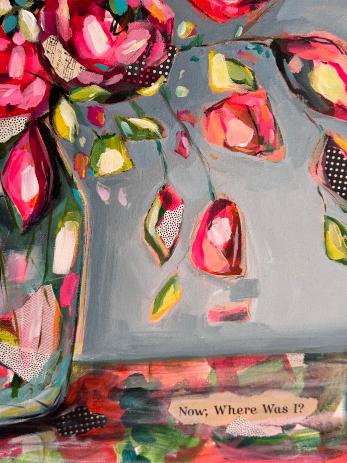 LINDSAY KING SMITH BOLD COLOR Floral ABSTRACT Large ART ORIGINAL 28″x22″