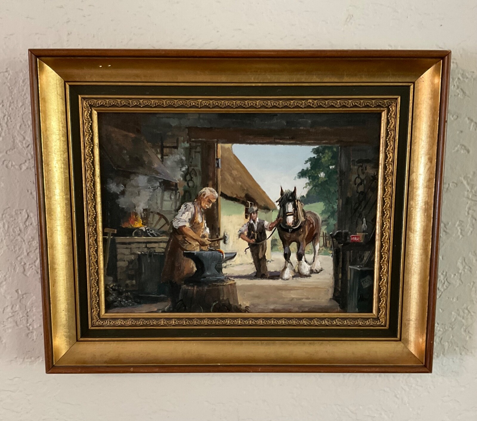 Original 1985 Oil Painting Signed By Alan King 1946-2013 “The Village Smithy”