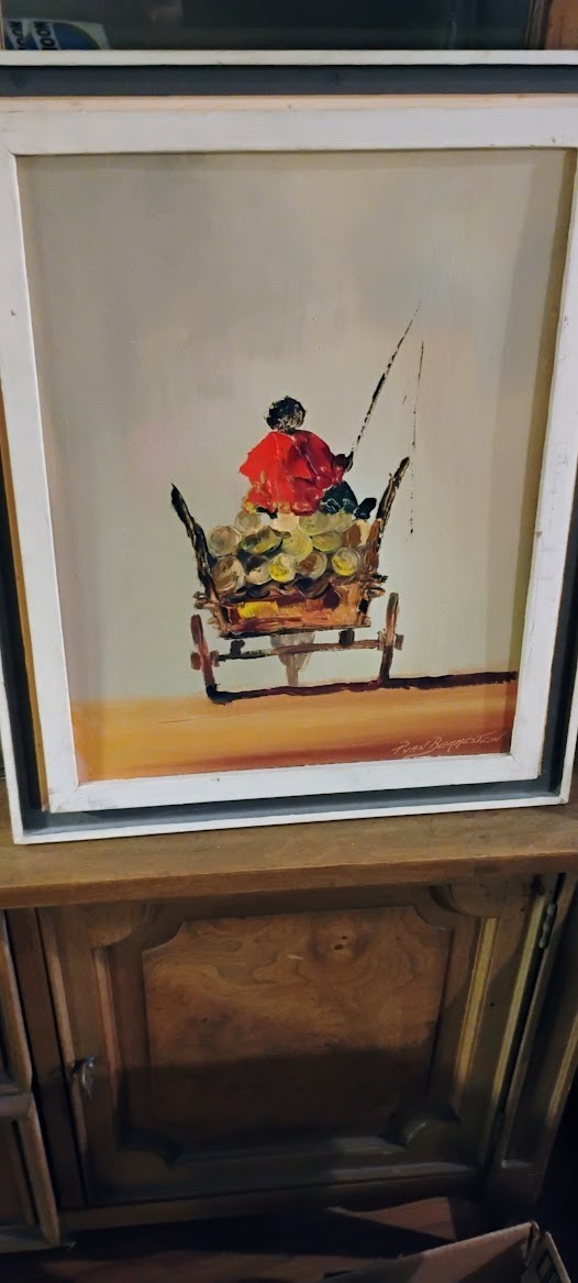 Original Pieter Van Blommestein Shopping Day Painting 1/1 Signed 16×10