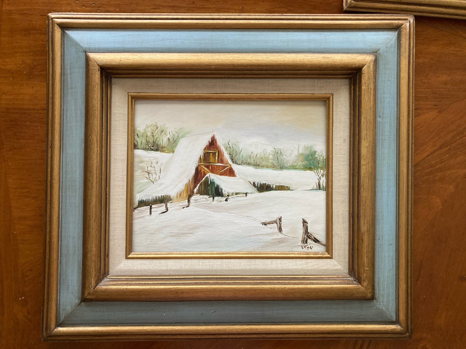 Vintage Estate Sale Find Barn In Snow Signed Framed 1984