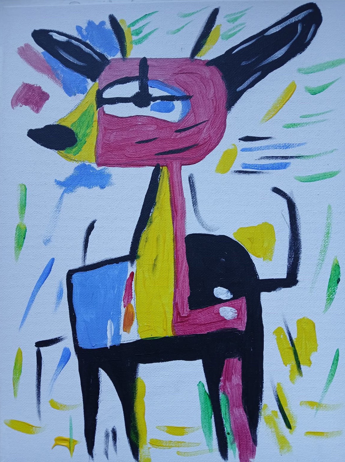 Abstract/Expressionism 9 x 12 Deary Dear Modern Street Art Cartoony Painting