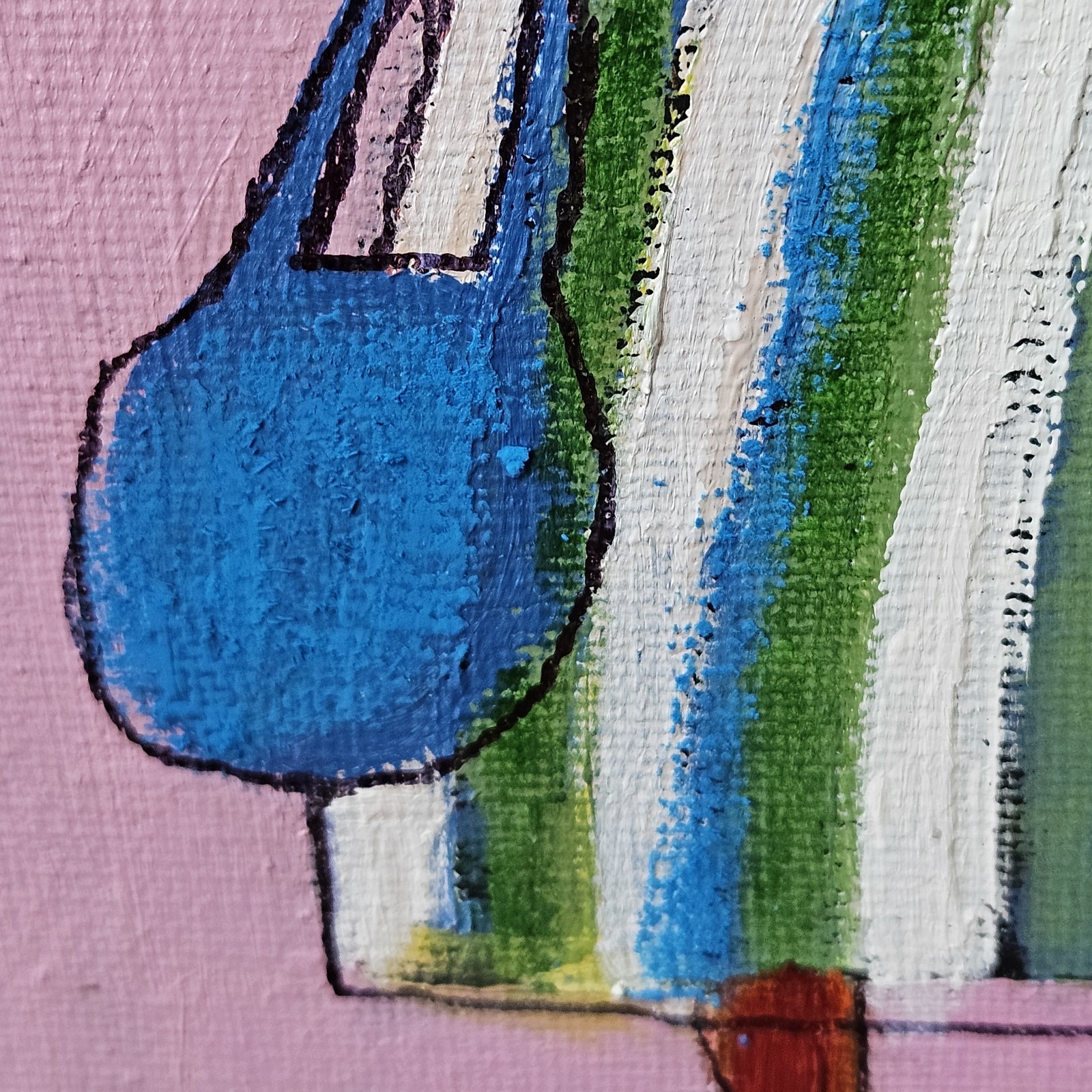 Painting Original Abstract People Portrait Canvas Woman Whimsical 10×10 Art