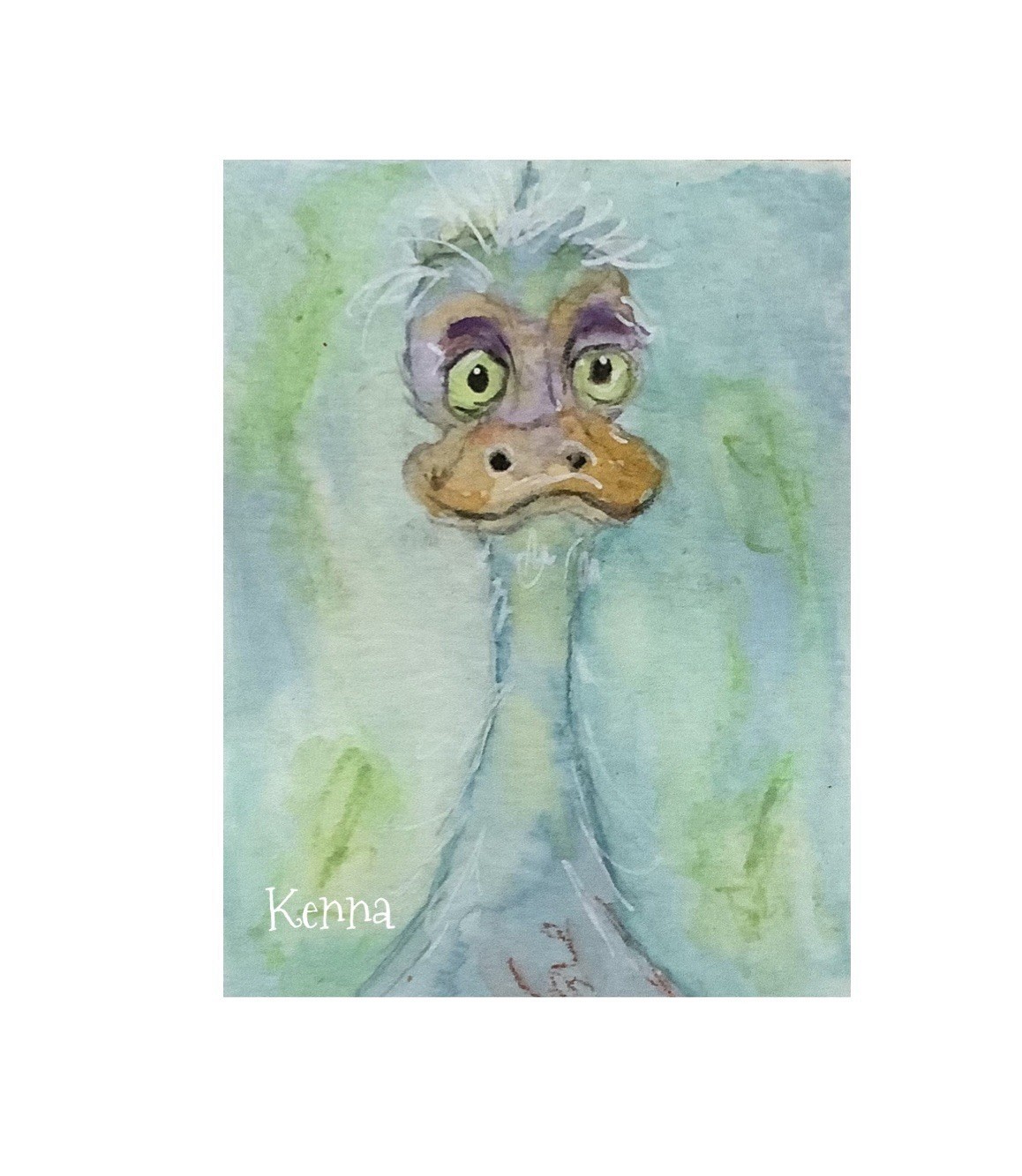 ACEO By Kenna Original Painting Whimsical Duck 2.5” X 3.5” Signed ÀTC