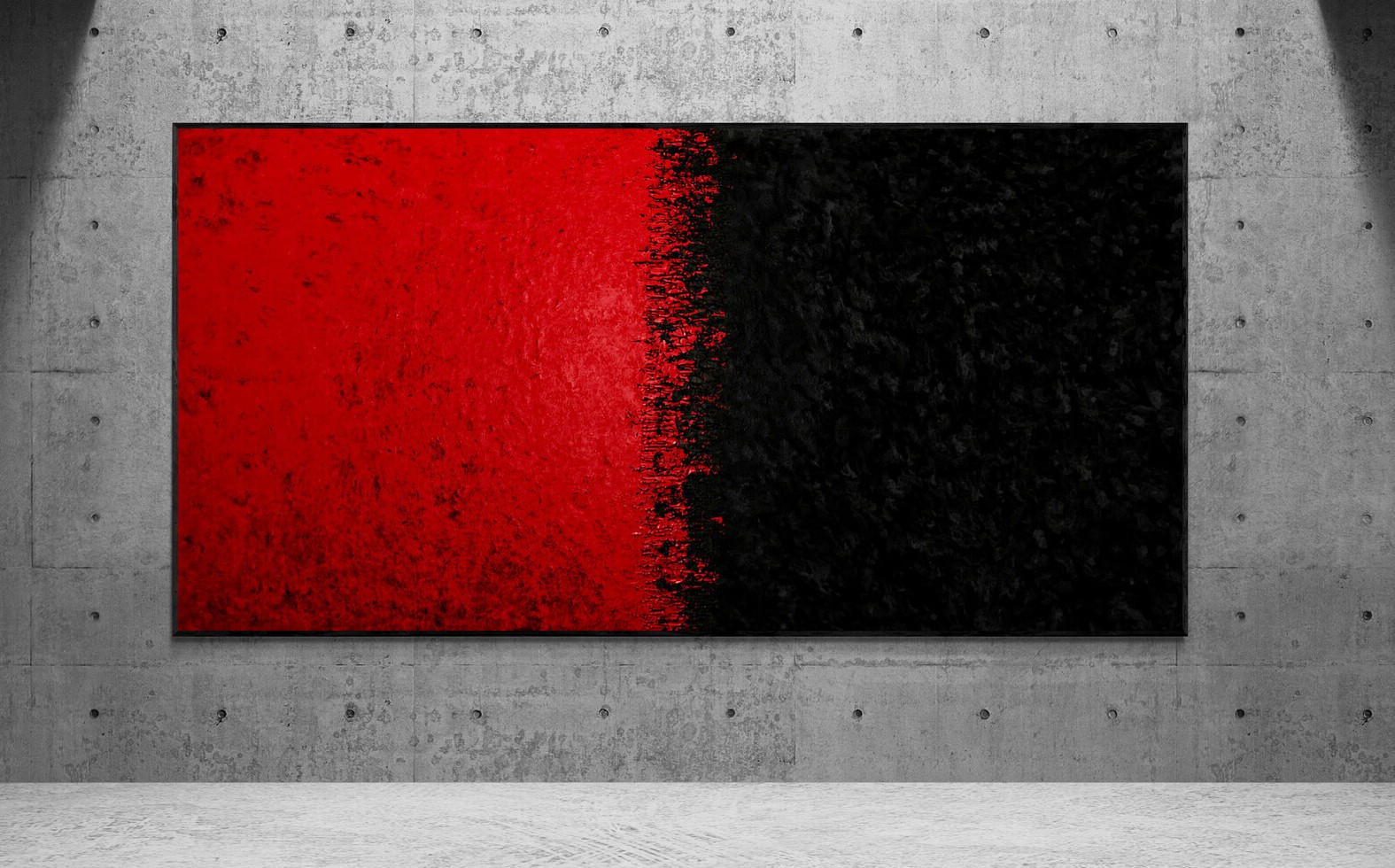 XXL Rothko Style Red & Black Color Field Textured Abstract Painting 59×30 in