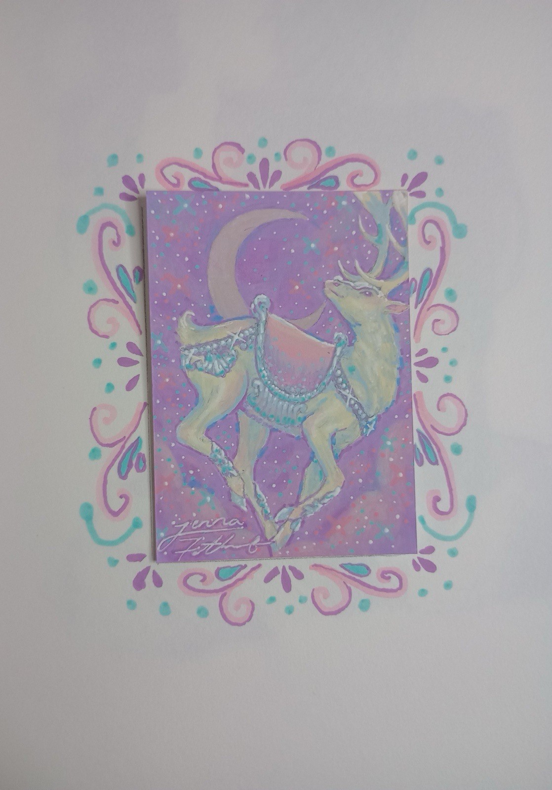 ACEO original painting 2.5 x 3.5 medieval animal fantasy by SilentPetal Studio