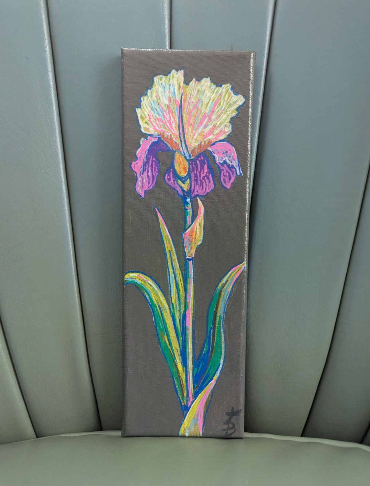 Modern Iris Painting on Canvas, Small Unframed Single Piece