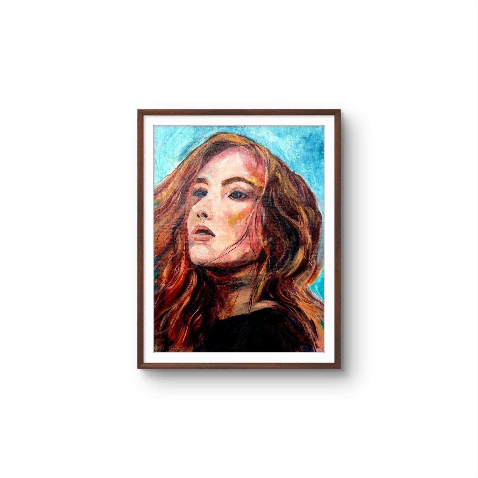 Red Headed Woman 11”x14” Portrait Oil on Canvas Panel Woman Home Decor
