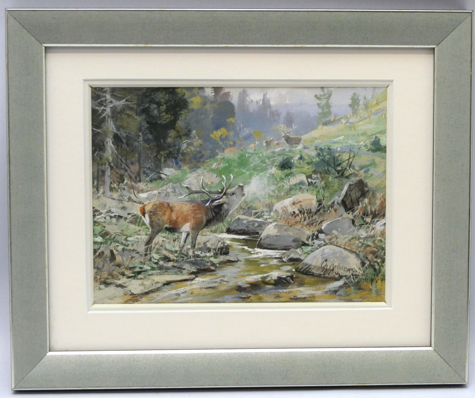 Christian Kröner Gouache – Paper “A Rival” Framed 31.0 x 25.0 cm