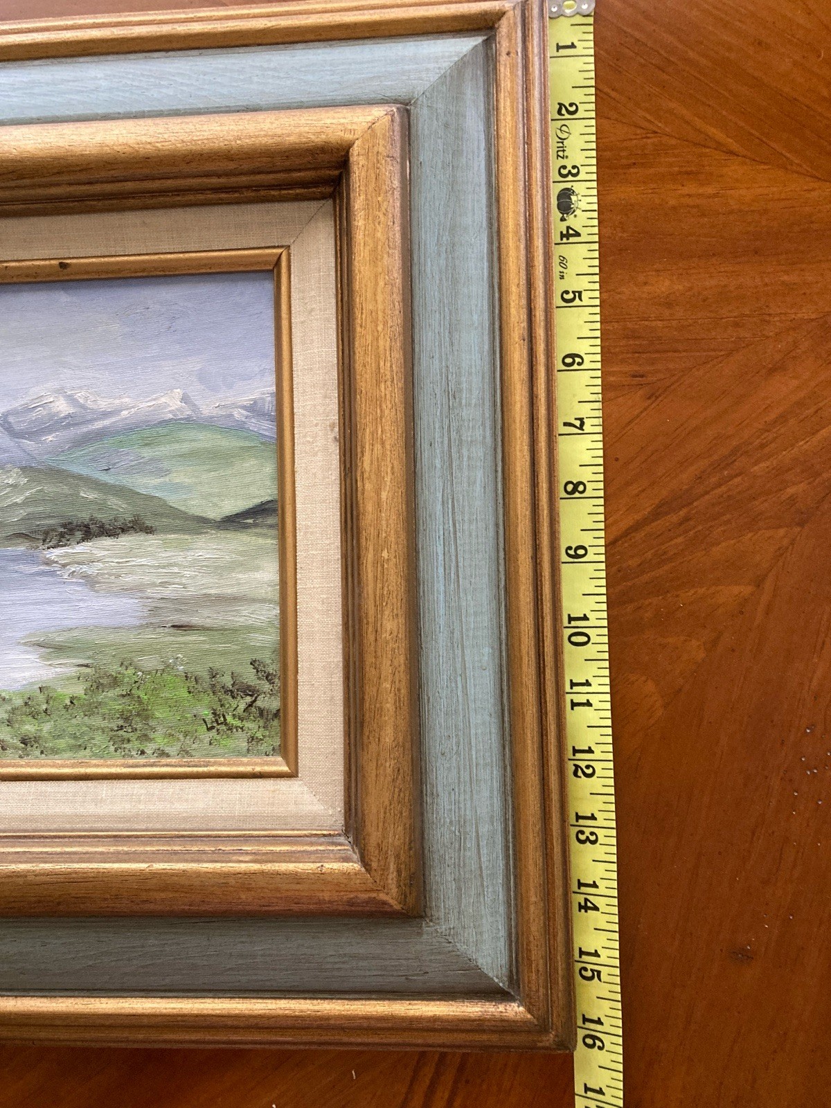 Vintage Estate Sale Find Signed Oil Painting Snow Mountains Landscape 1984 Frame
