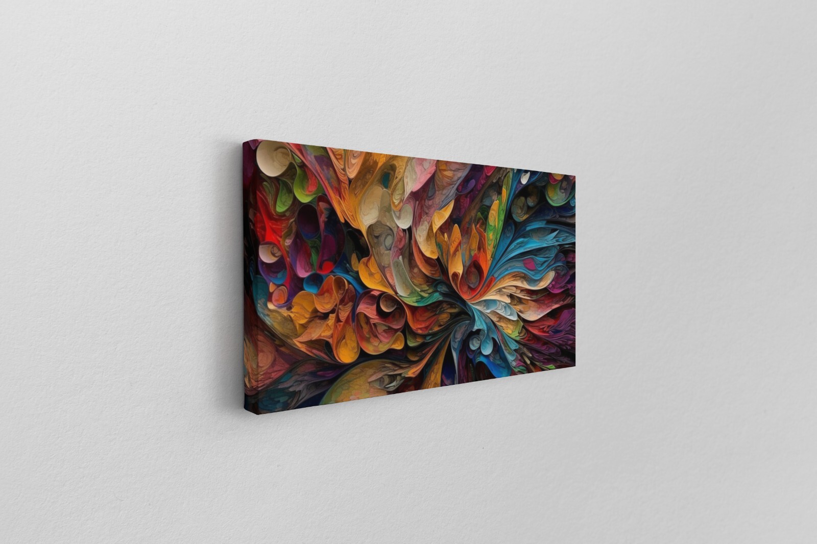Colorful Abstract Painting, Swirling Colors, Rainbow Canvas Modern Art Print