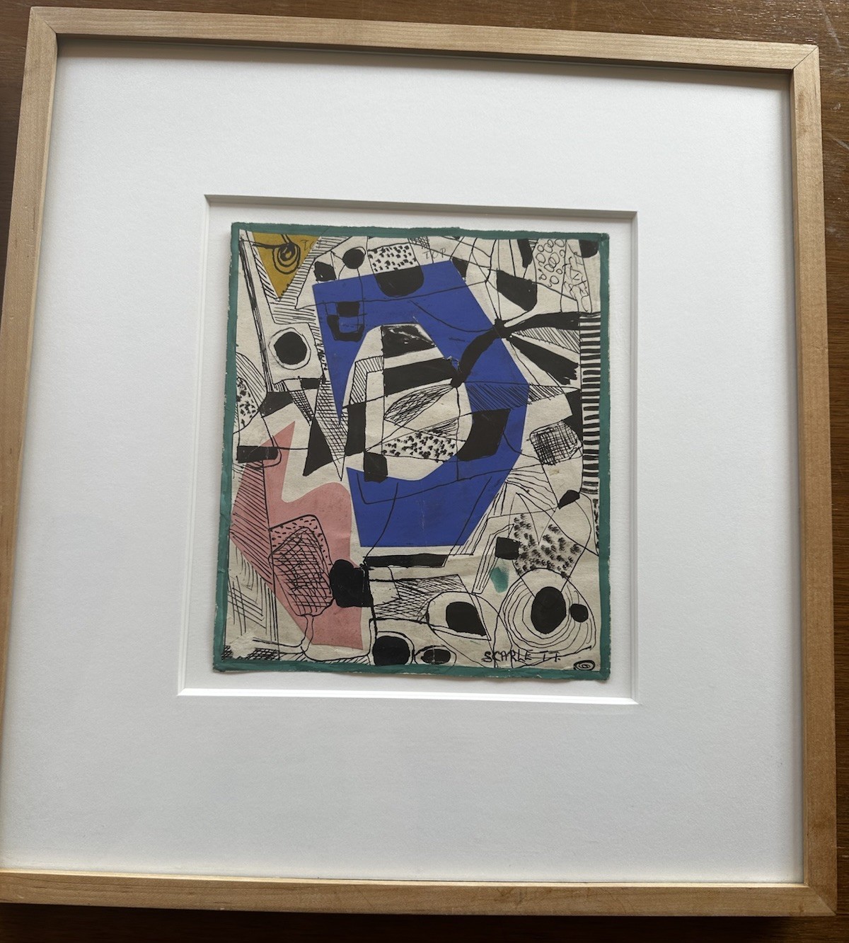 Rolph Scarlett (1889-1984) Abstract Mixed Media Painting Art Pen Paper Framed