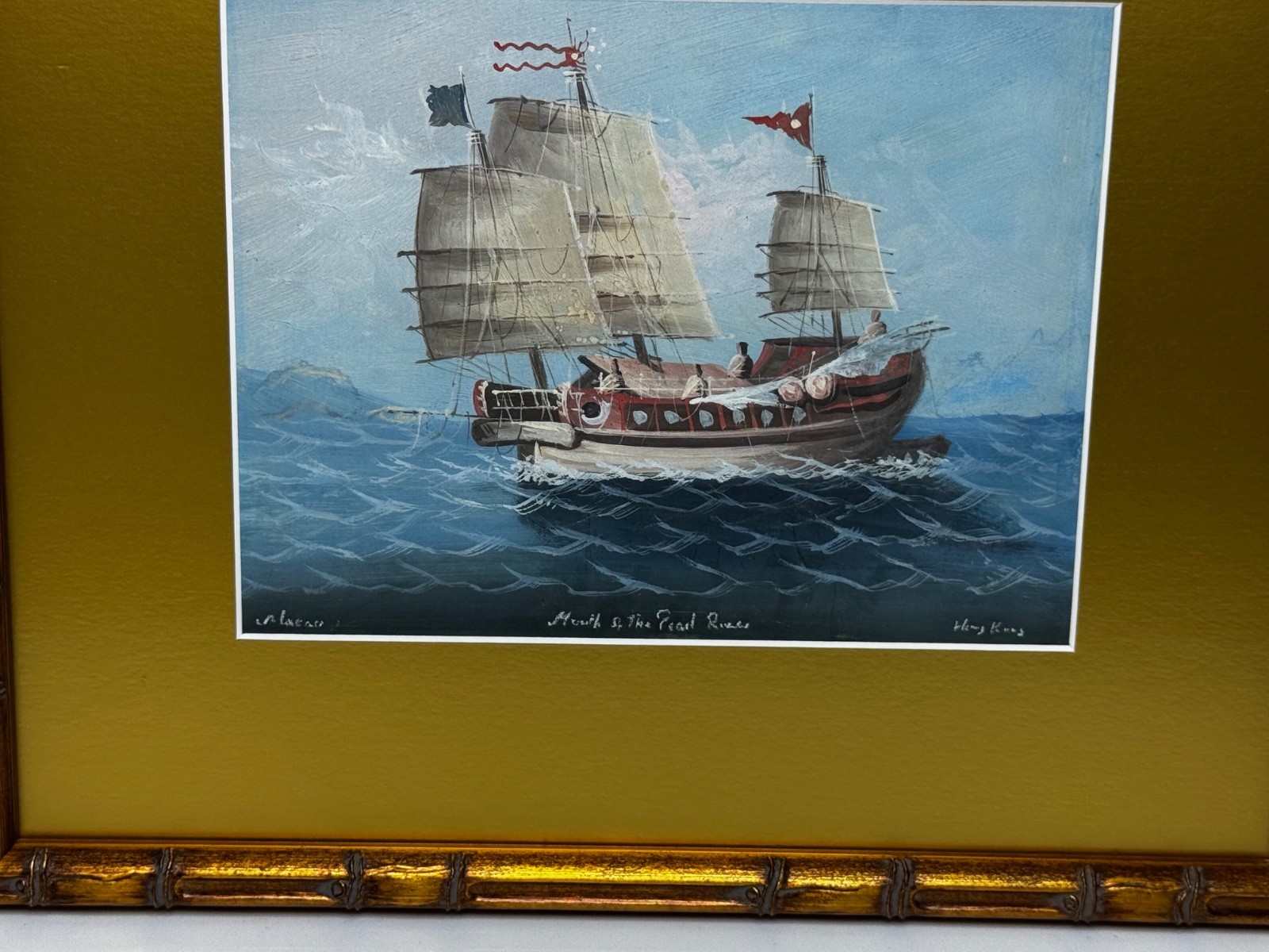 Outbound Junk on the Pearl River, Hong Kong 1914 Attributed to the Ah Hee Studio