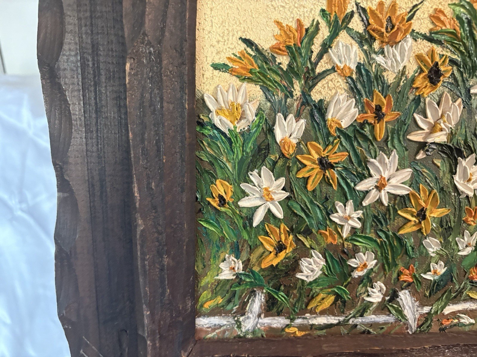Field of Flowers Americana Folk Art Impasto Large 1920’s B. Priester Maine