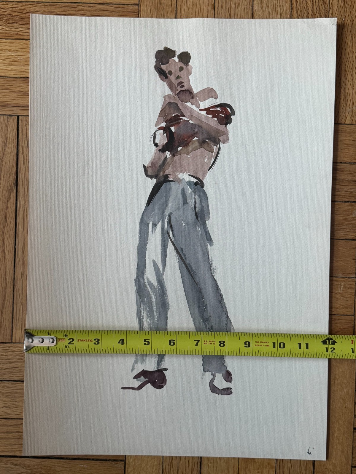 VTG 1950’s MCM Watercolor Painting Male Mens Fashion Gay Int 17 x 12