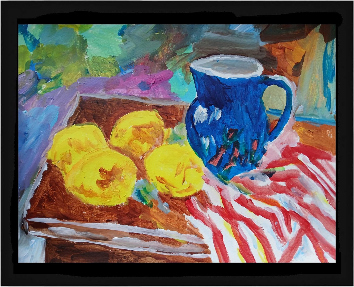 Abstract/Impressionism Lemonade Service 11×14 Handmade Colorful Art Painting