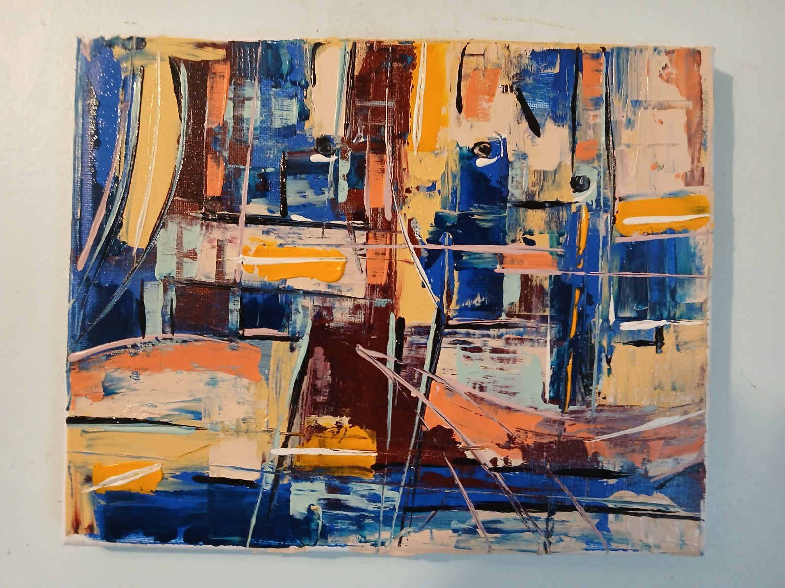 original abstract acrylic painting on canvas “Table For Two Is Ready”