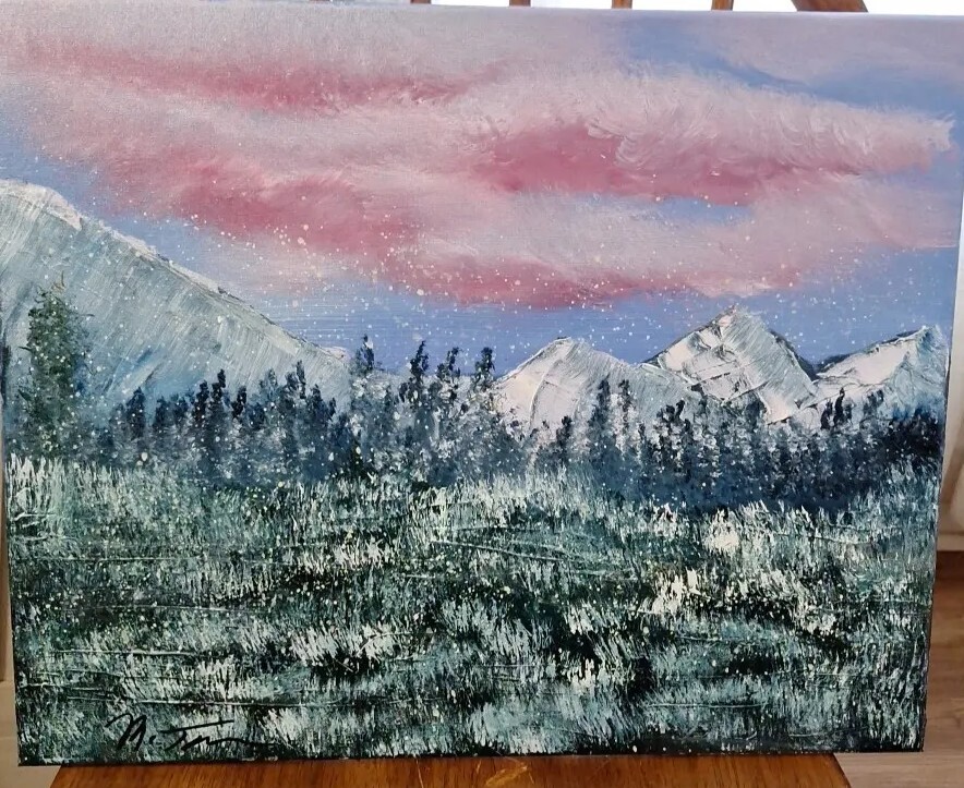 Winter valley, Acrylic Painting – 16×20 Hand Painted Artwork on Canvas