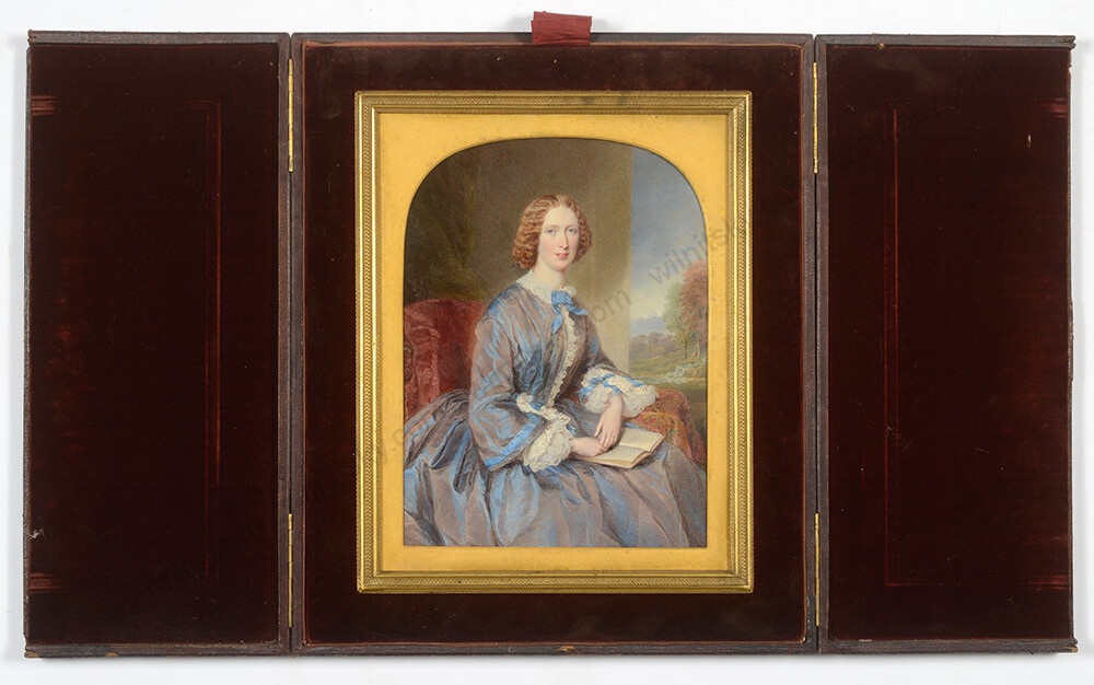 Sir William John Newton “Lady on a terrace”, large miniature, 1860s