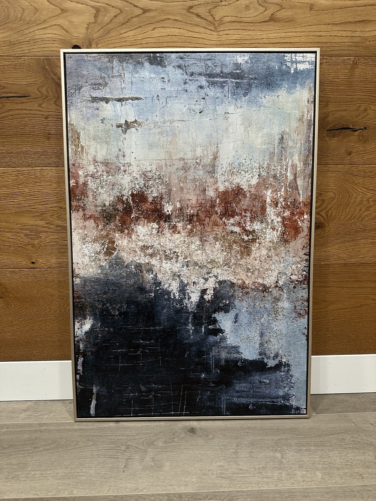 Modern Abstract Textured Wall Art on Canvas Framed Large 23.6”x35.5” Excellent