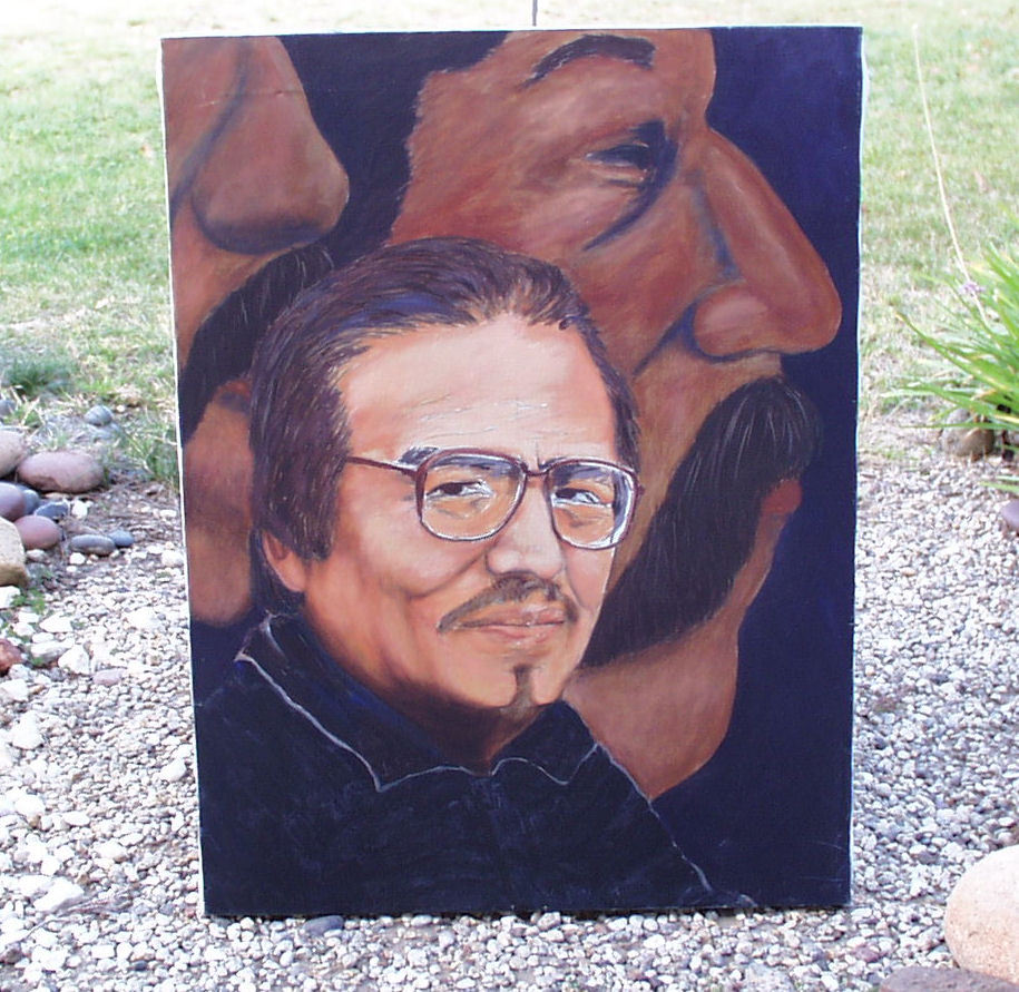 VINTAGE PAINTING EMIGDIO VASQUEZ PORTRAIT DEPICTS MEXICAN-AMERICAN ARTIST,SIGNED