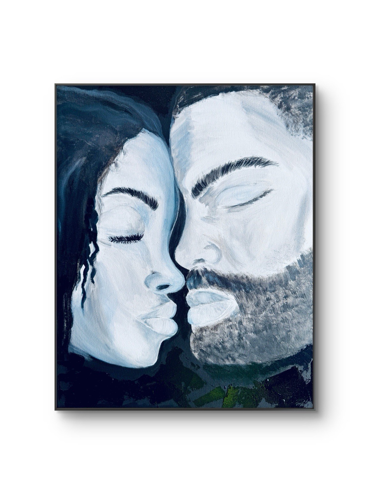 Black Love Art Painting Original African American Couple Canvas Wall Decor 16×20