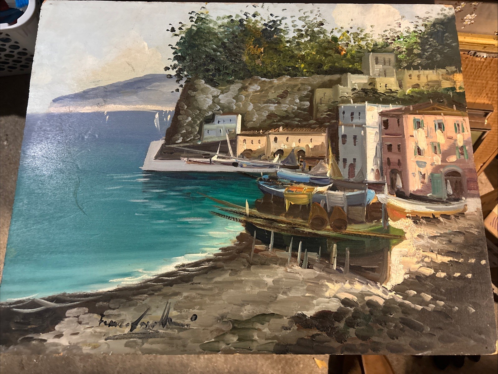 Original Oil Painting On Board Italy (Amalfi Coast) 16″ X 20″