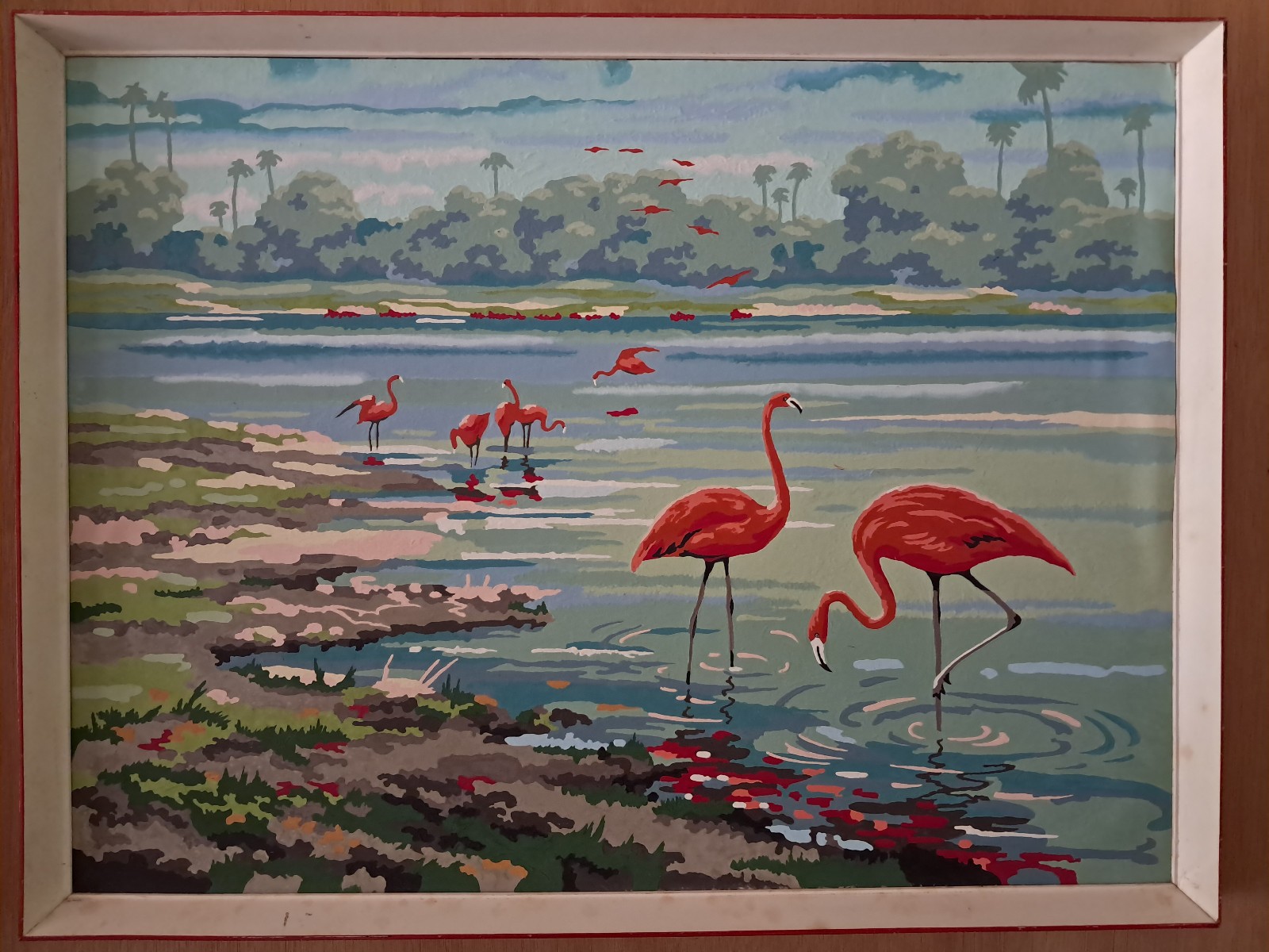 Pair 19×25 Vintage Tropical Paint by Number Paintings Framed in Paraguay!