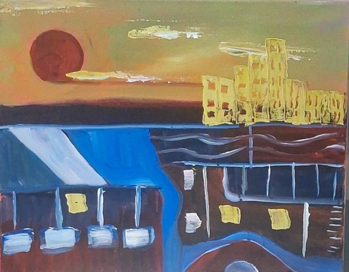 Distant Skies, Acrylic Painting – 16×20 Hand Painted Artwork on Canvas