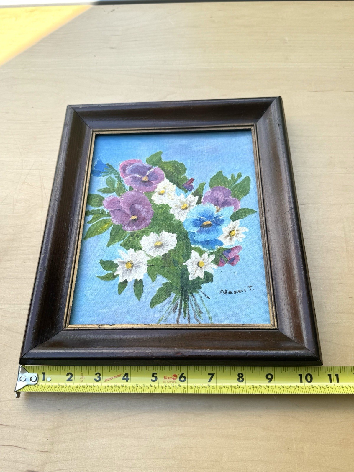 1984 Oil Canvas Framed Floral Painting Wall Art Signed Naomi T. VTG Multicolor