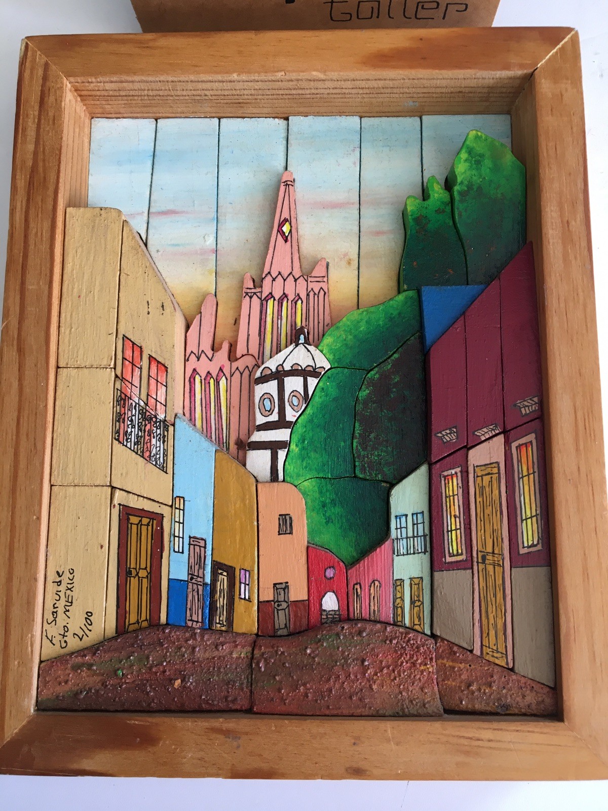 Fernando Sarvide Ltd Ed 2/100 1990 Handmade Woodcraft Folk Art 3D Puzzle 6″x4.75