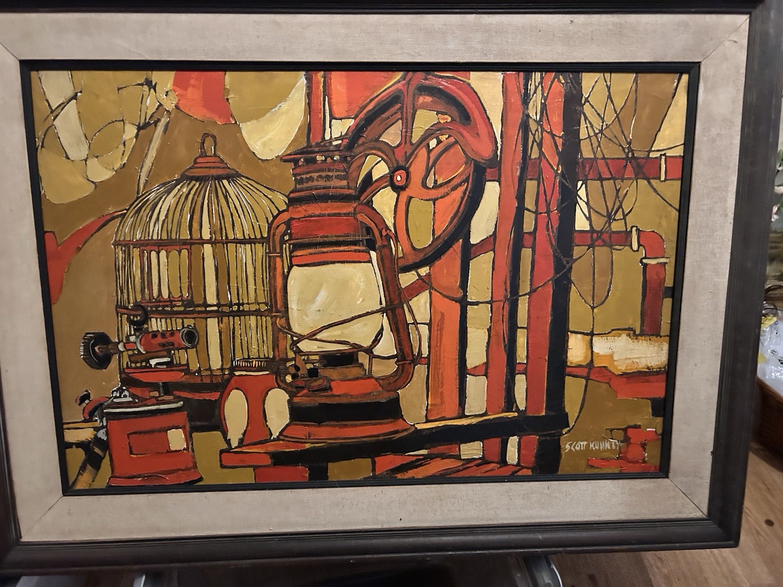 Scott Kuhn Abstract Still Life Painting, Medium, Framed & Signed Single Piece