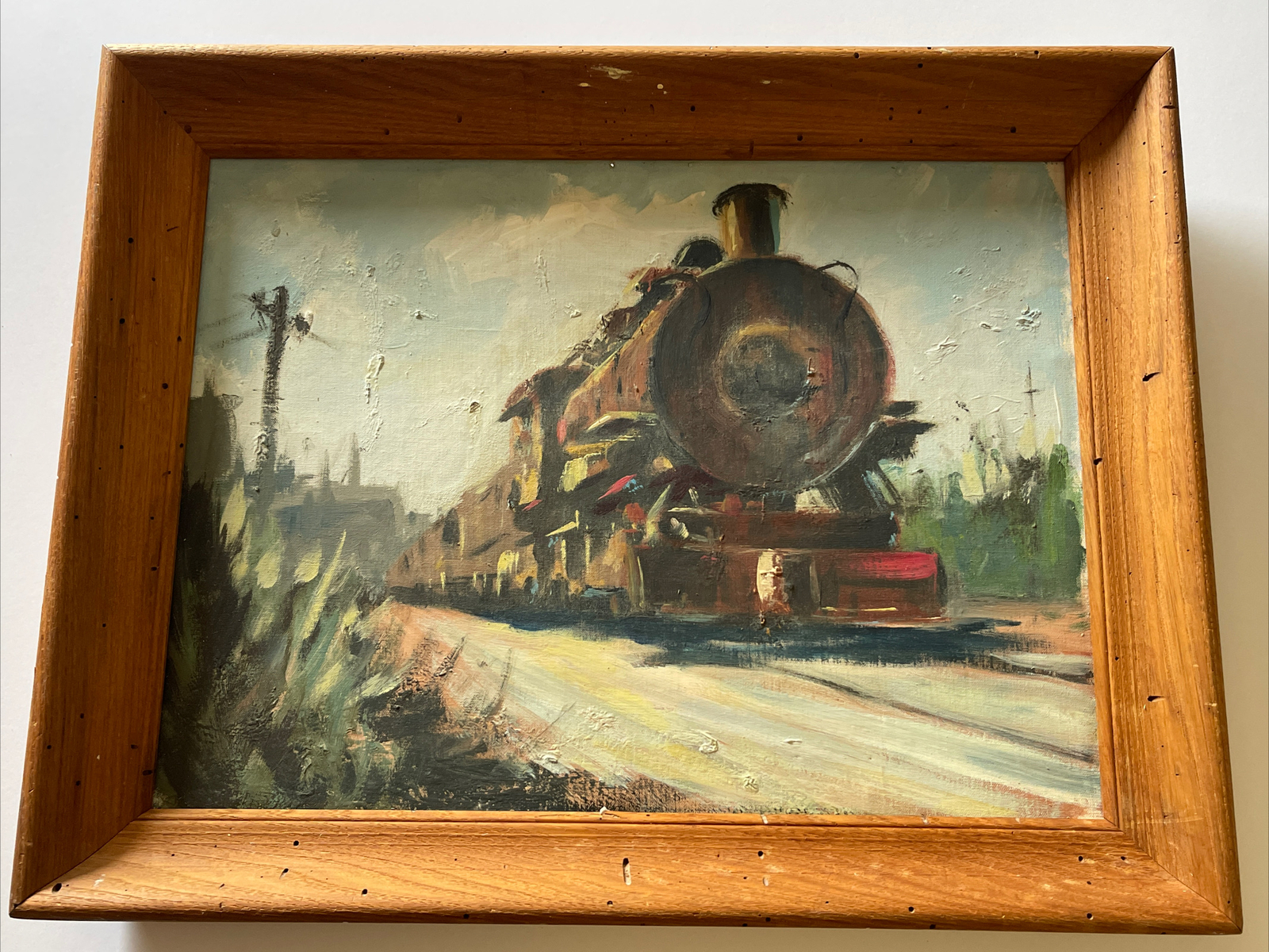 Antique American Painting Wpa Ashcan Impressionist Regionalism Train Railroad