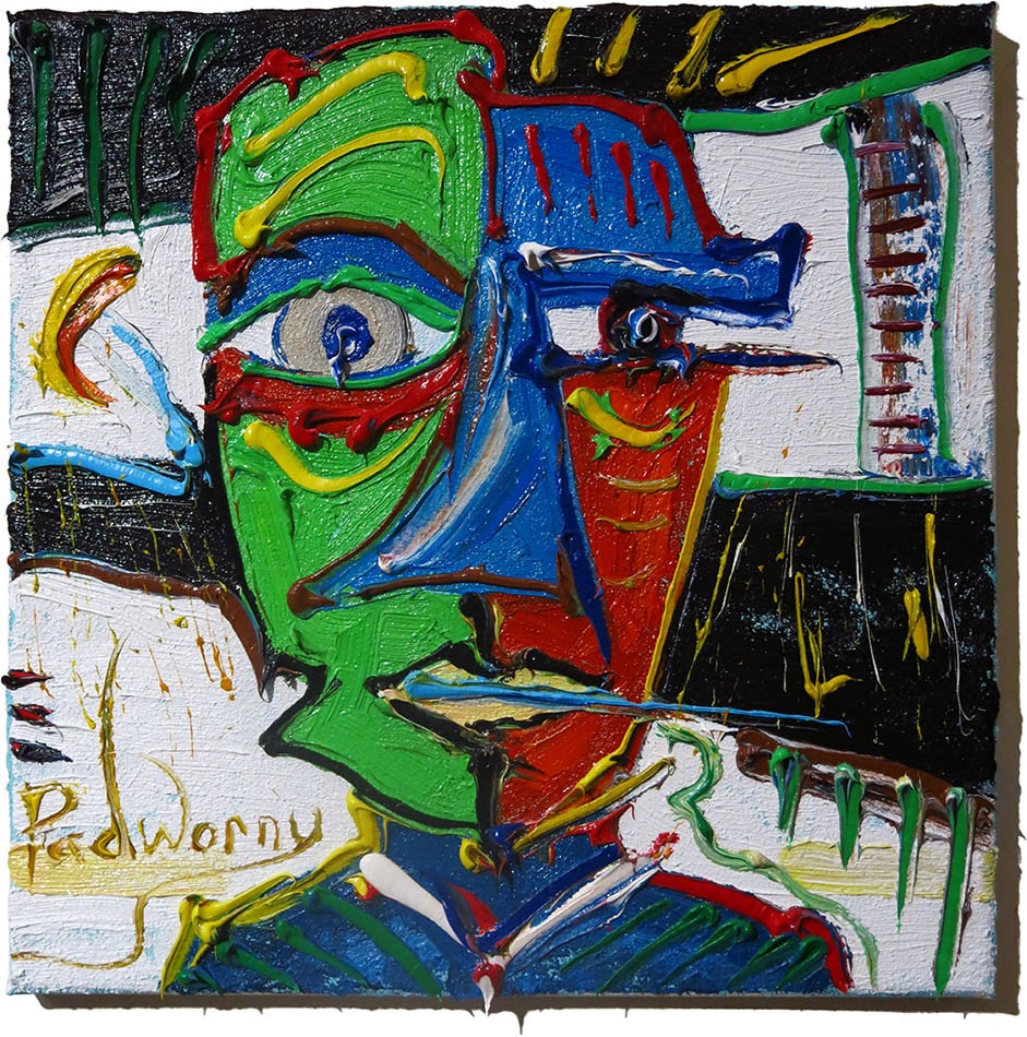 ORIGINAL OIL█PAINTING VINTAGE ART█SIGNED POP█ABSTRACT CUBIST ’26 PORTRAIT 12×12″