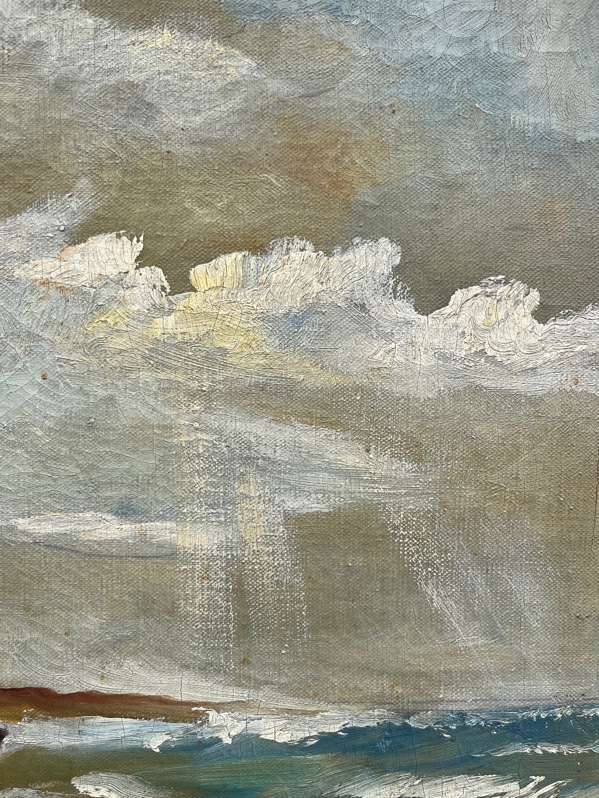 Impressionist Sigrid Bech Knudsen 1864-1948 Stormy Coast with Fishing Boats