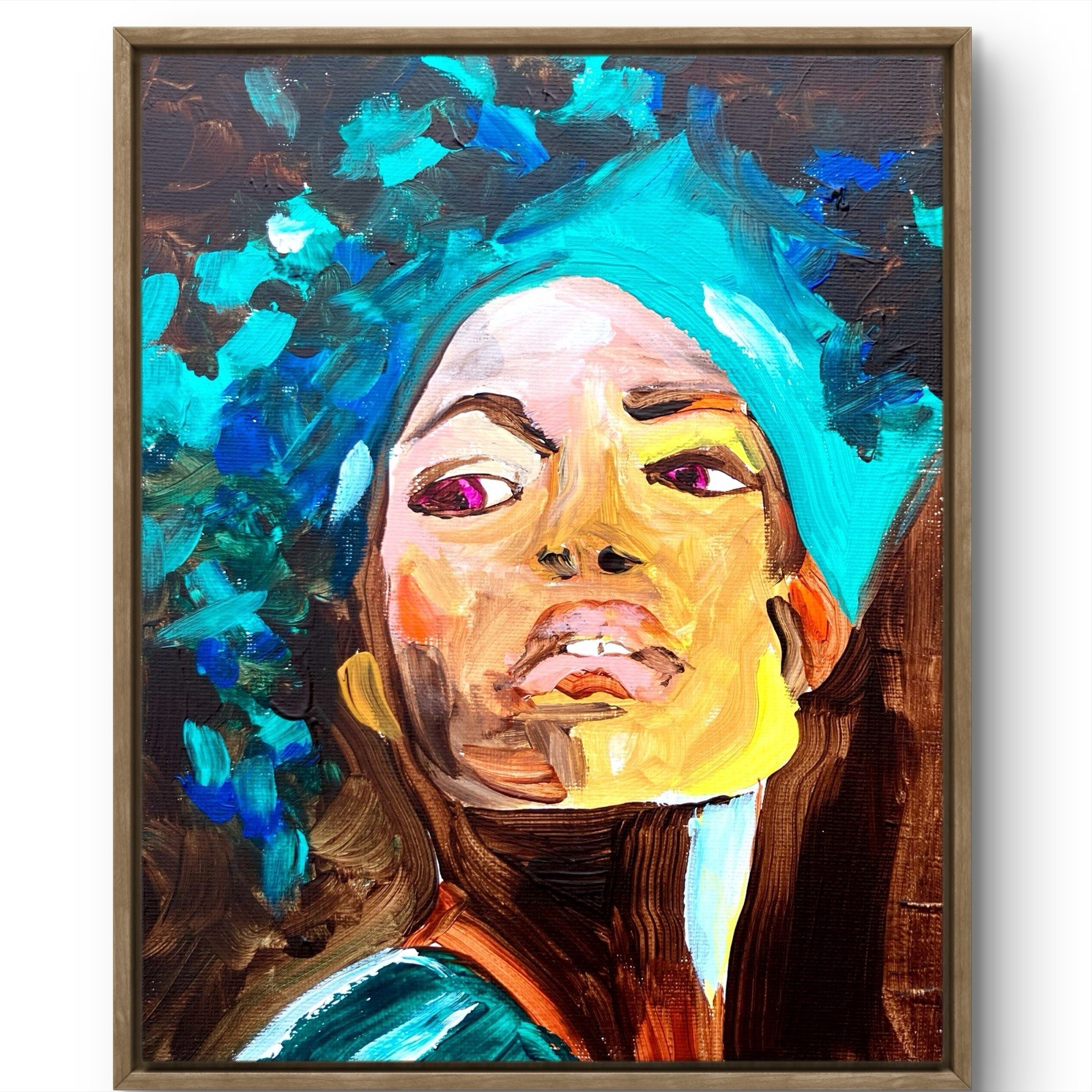 TITA PAINTZ Beautiful Black Woman Portrait Hand Painted Wall Art 8×10