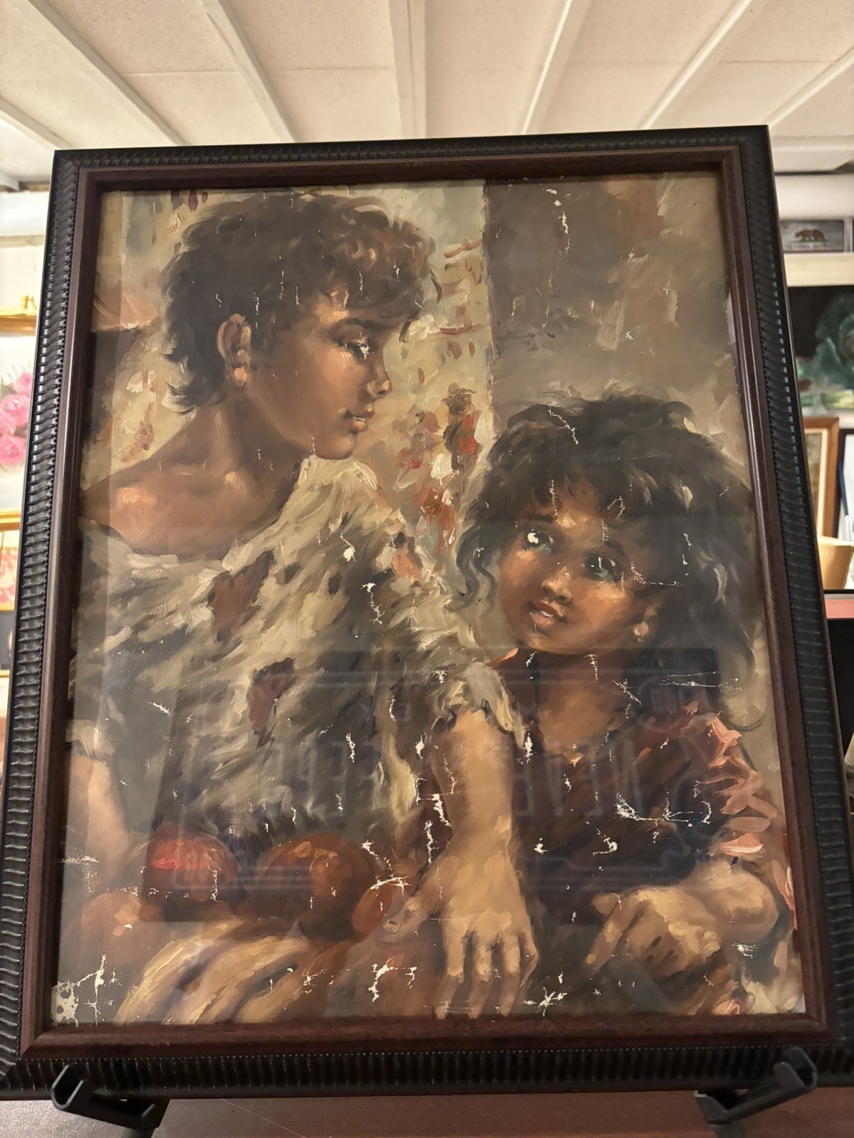 🎨 Bruno Zupan Original Oil Painting on Canvas | Romantic Mother & ChildPortrait