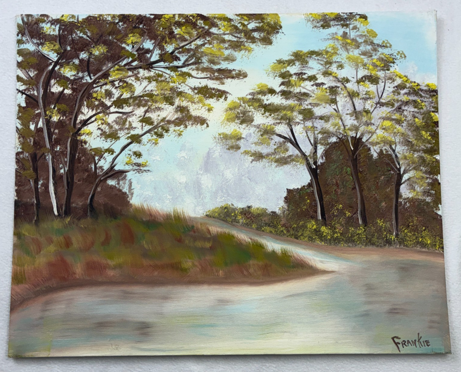 Winding Road Original Hand Painted Oil on Canvas Board 20″x16″ Unframed Signed