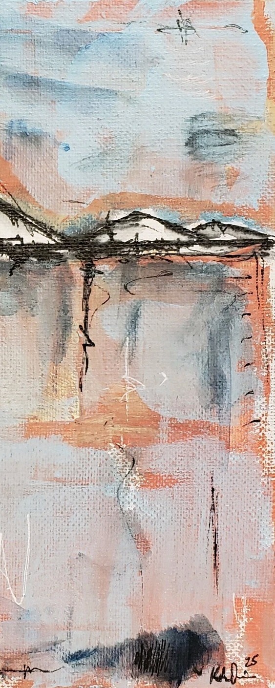 No652 Original Abstract Minimal Impressionistic Landscape Painting By K.A.Davis