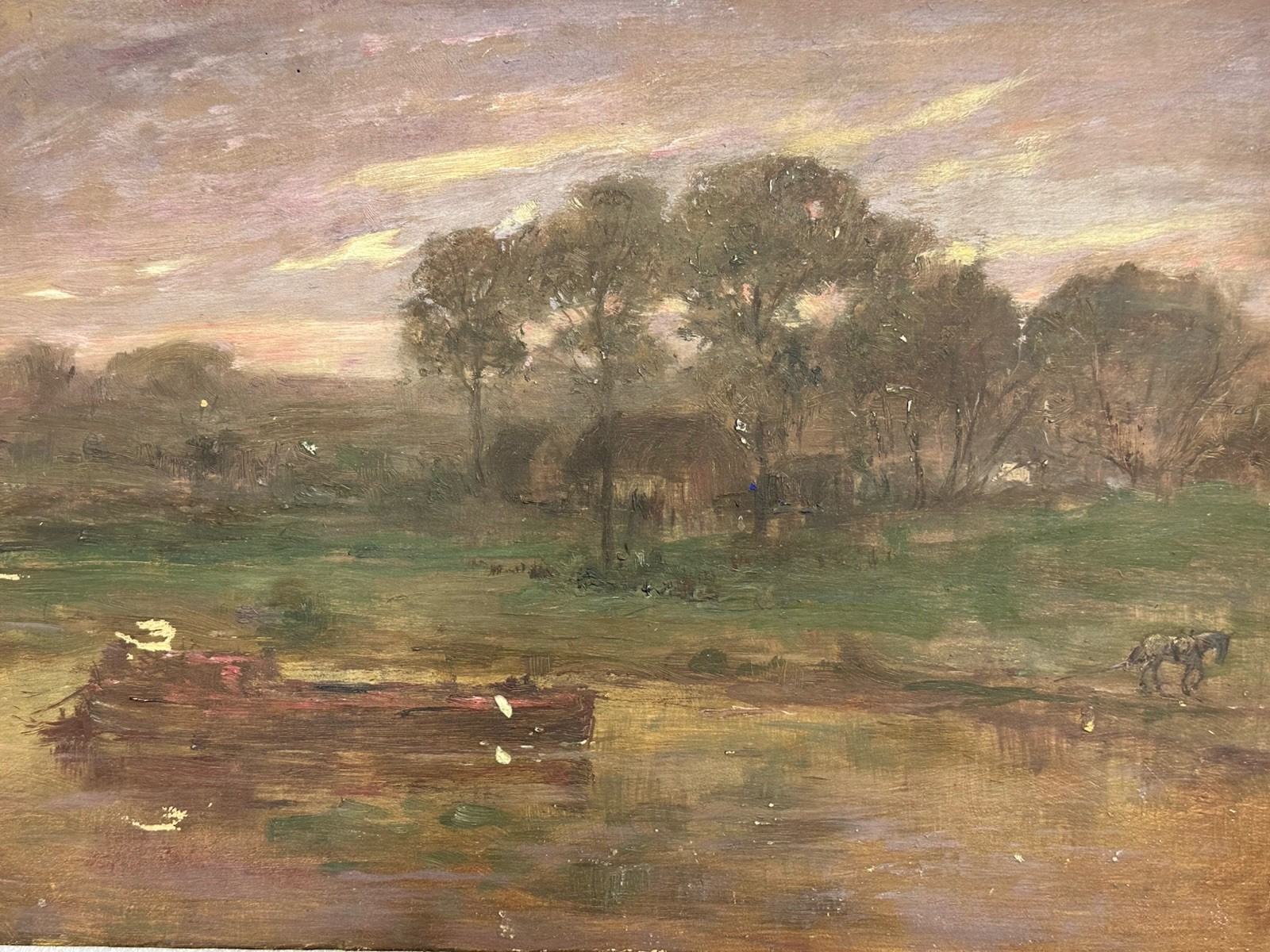 Early 1900s Adolph Pfiel Tonalist Landscape Painting 14×10