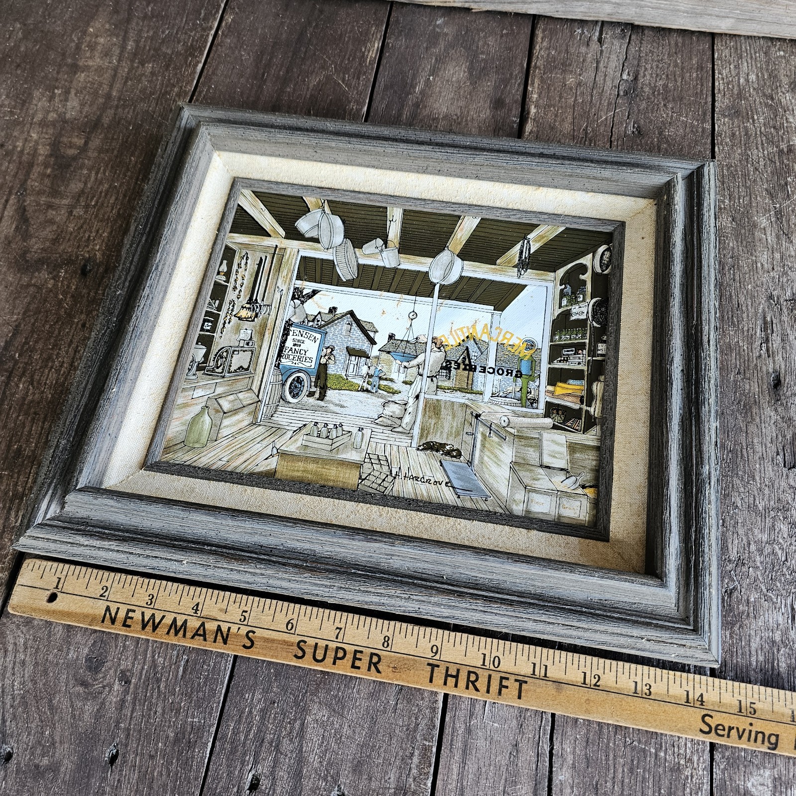 H. Hargrove Oil Painting Mercantile Grocery / Coach Stop General Store