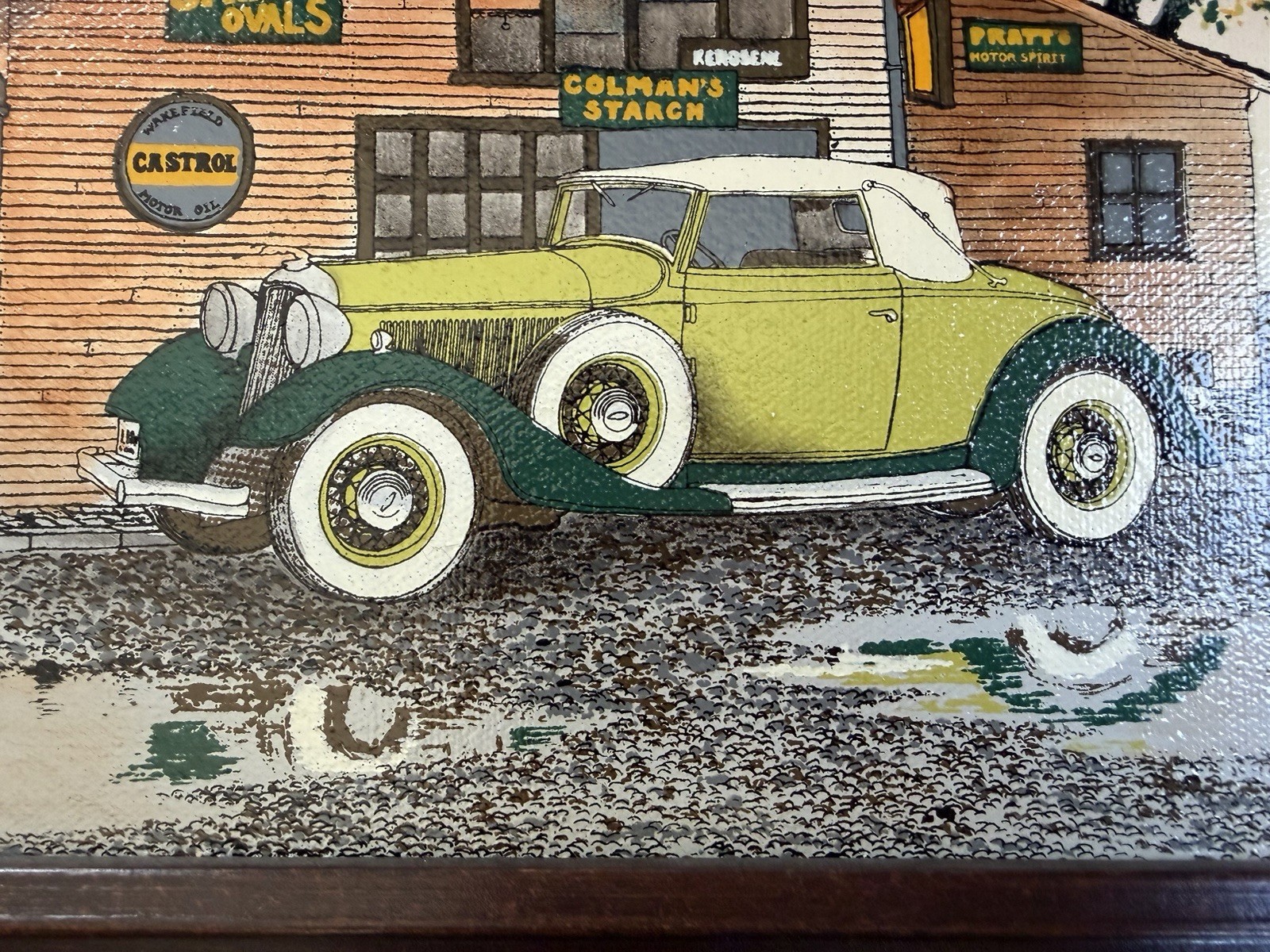 H. Hargrove “General Store” w/ Vintage Car Serigraph Oil Painting Signed Framed