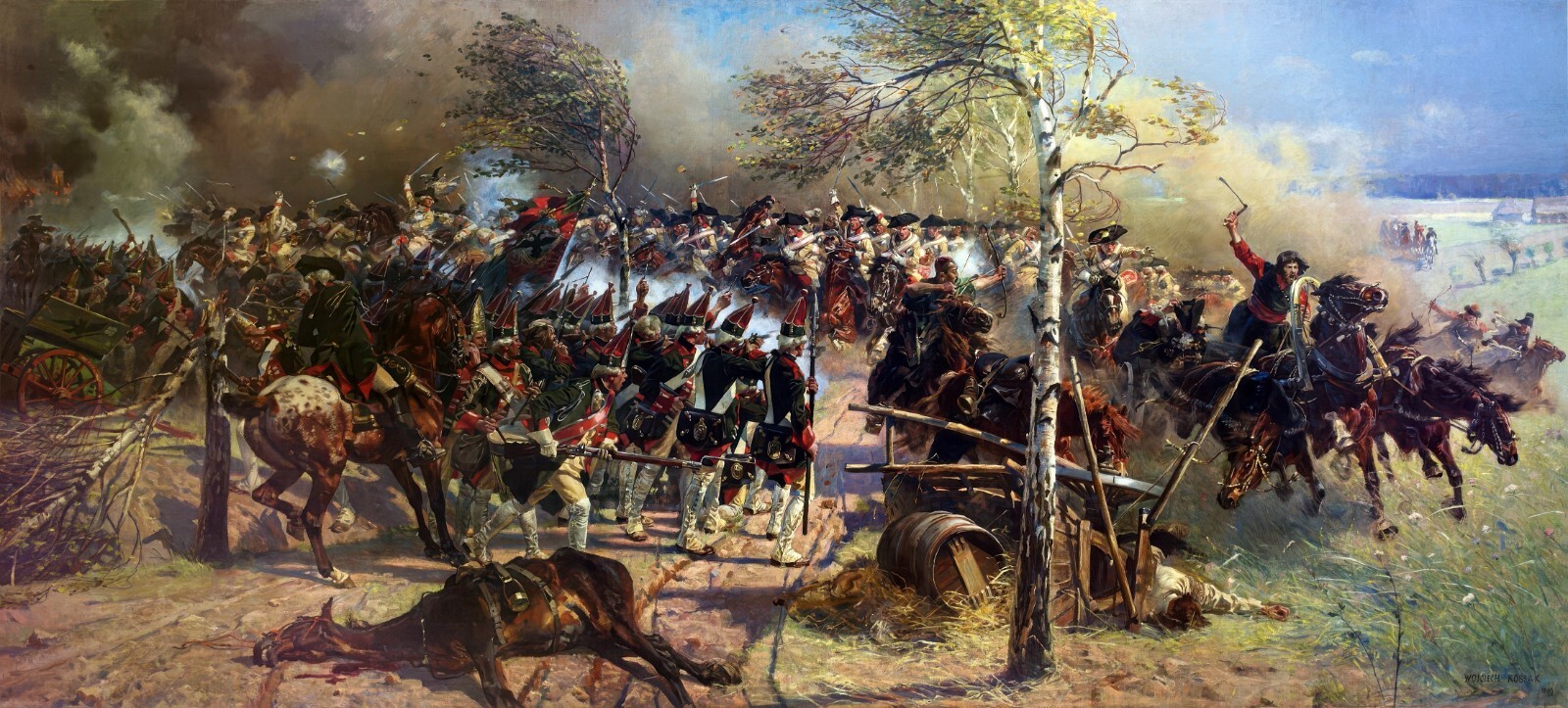 The Battle of Zorndorf, 1758 Painting by Wojciech Kossak Reproduction
